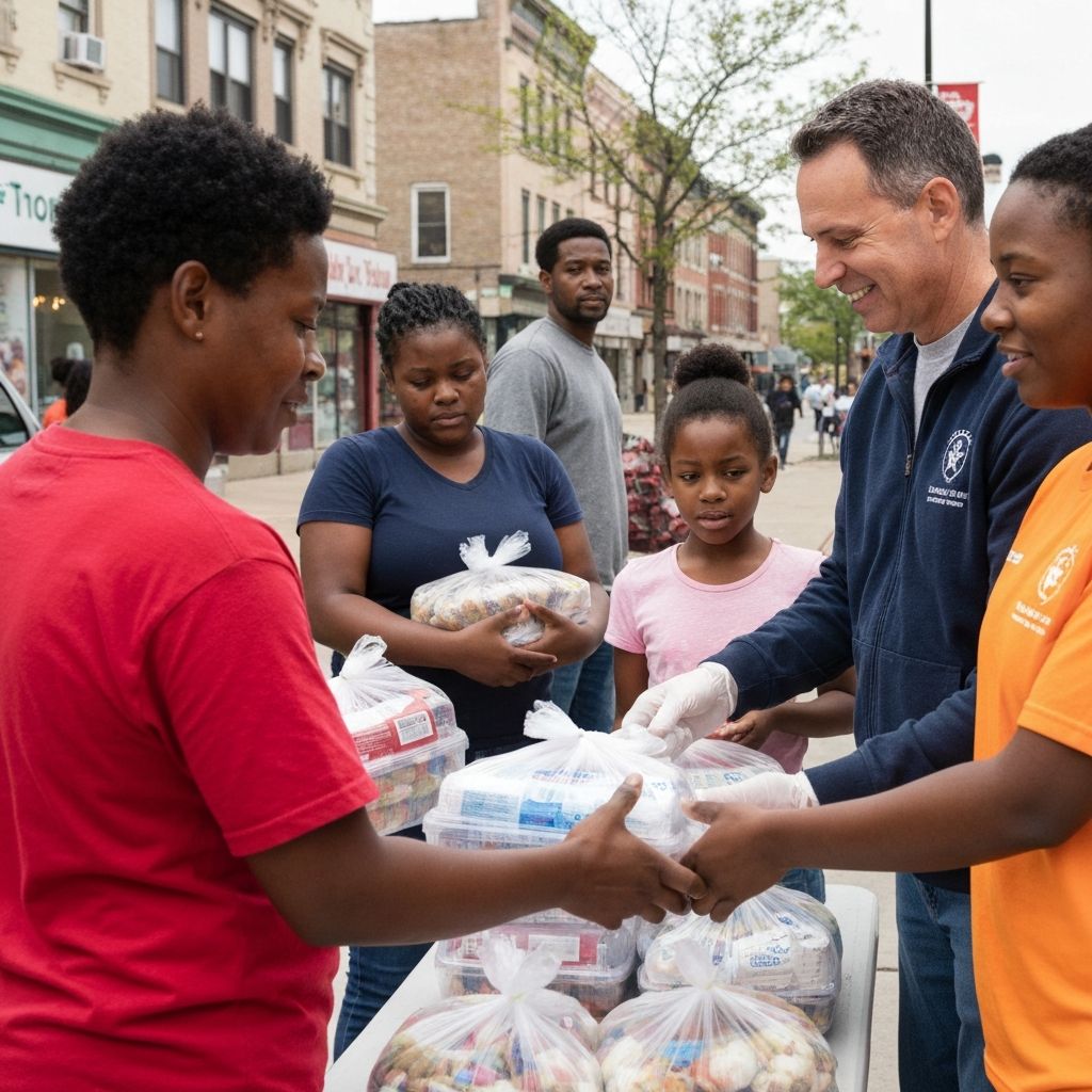 Family receiving food assistance